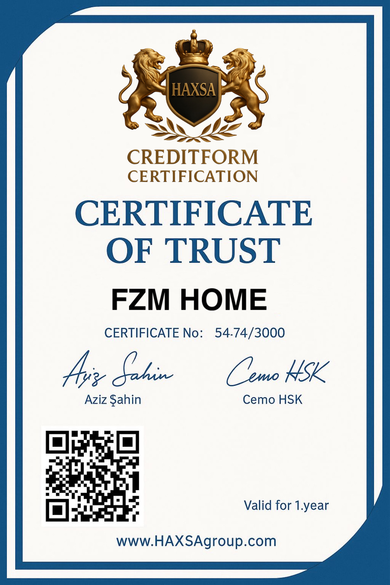 HAXSA CERTIFICATE 